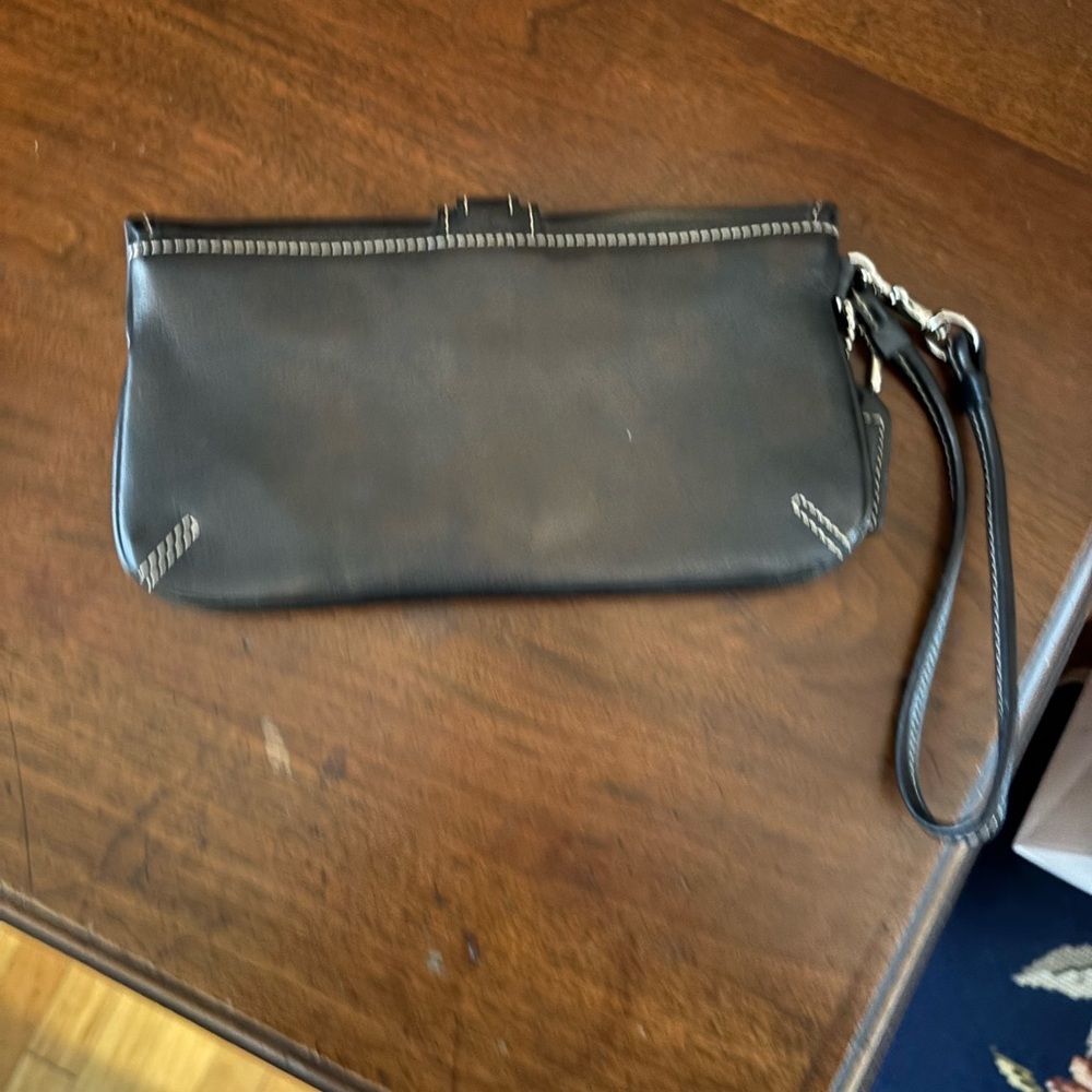Coach Black Leather Wristlet with Silver Buckle - Picture 2 of 5